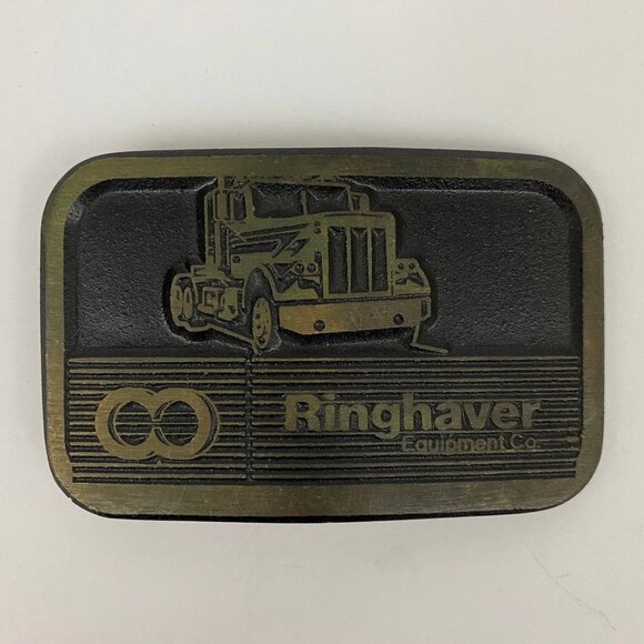 DynaBuckle Ringhaver Equipment Co Semi Truck Cab Belt Buckle SemiTruck Driver - Picture 1 of 10